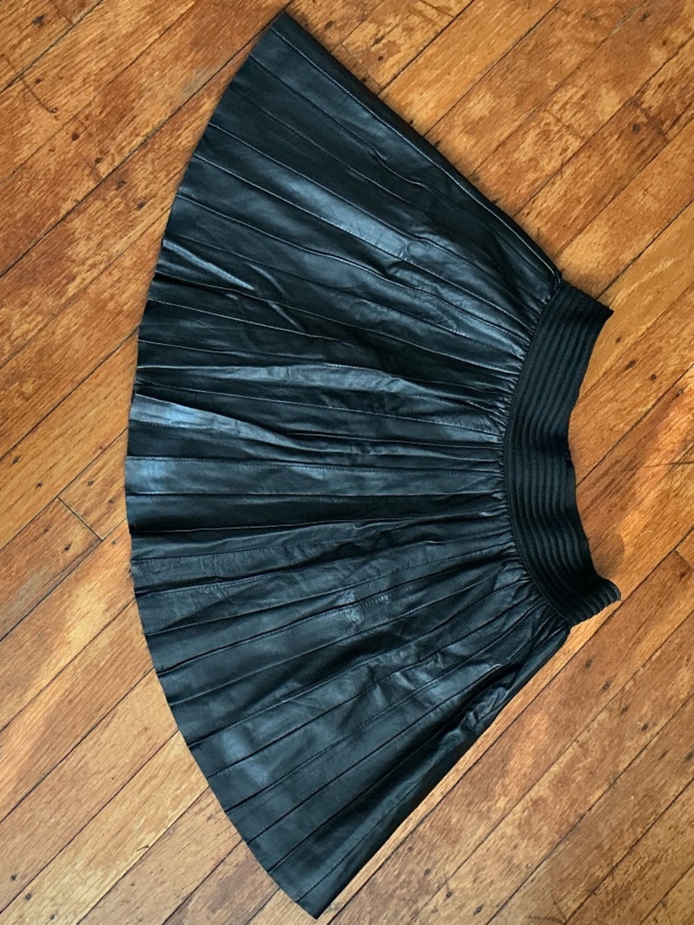 Pleated Leather Skirt